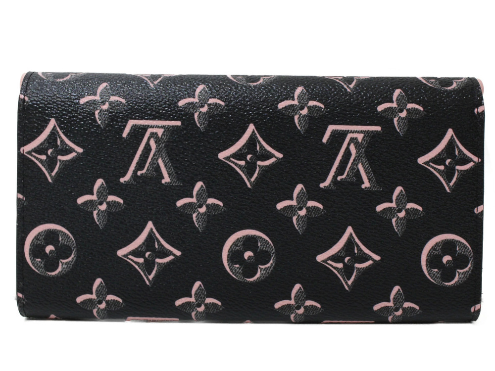 Louis Vuitton Portefeuille Pink Black Monogram Long Wallet Sarah NM Pink Black